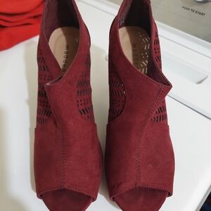 Madden Girl Burgundy Peep Toe Heels